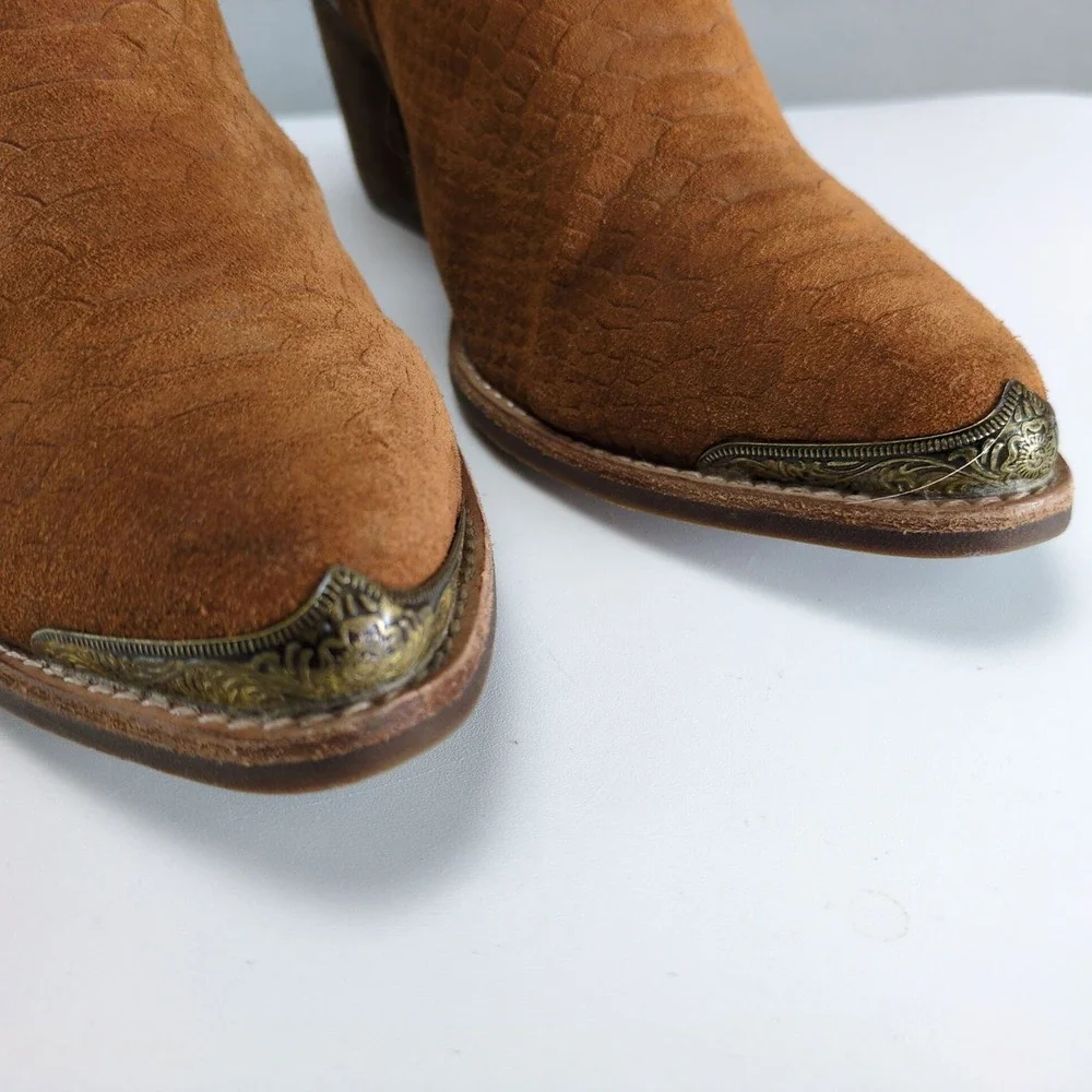 Jeffrey Campbell Cromwell Brown Western Ankle Boots Womens 11 Suede Leather